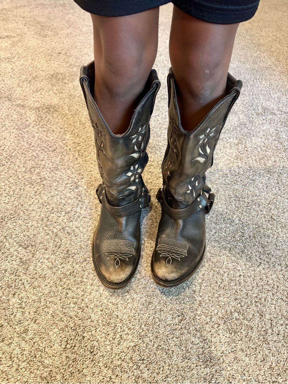 Golden Goose Distressed Boots with Floral Leather Inlay - Picture 3 of 8